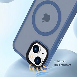 Θήκη iPhone 14 Plus ZGA Magnetic Series Matte Hybrid συμβατό με Magsafe φορτιστή Transparent Πλάτη TPU μπλε - Image 3