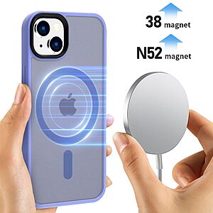 Θήκη iPhone 14 Plus ZGA Magnetic Series Matte Hybrid συμβατό με Magsafe φορτιστή Transparent Πλάτη TPU μπλε - Image 4