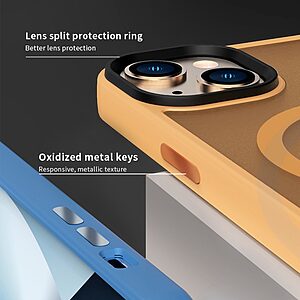 Θήκη iPhone 14 Plus ZGA Magnetic Series Matte Hybrid συμβατό με Magsafe φορτιστή Transparent Πλάτη TPU μπλε - Image 5