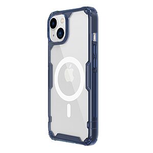 Θήκη iPhone 14 Plus NiLLkin Nature Magnetic Series Silicone Sockproof συμβατό με Magsafe φορτιστή Transparent Πλάτη TPU μπλε - Image 4
