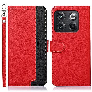 Θήκη OnePlus 10T 5G KHAZNEH Litchi Retro V3 Texture Leather με βάση στήριξης