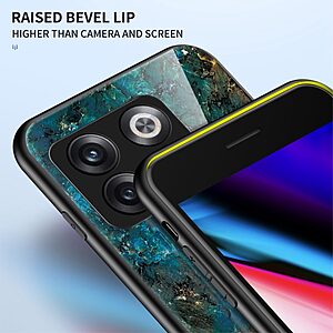 Θήκη OnePlus 10T 5G OEM σχέδιο Marble με Πλάτη Tempered Glass TPU σμαραγδί - Image 5