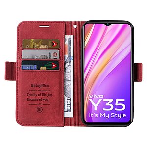 υποδοχές καρτών και μαγνητικό κούμπωμα κόκκινο