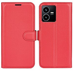 Θήκη Vivo Y22S / Υ35 OEM Litchi Skin  Leather με βάση στήριξης