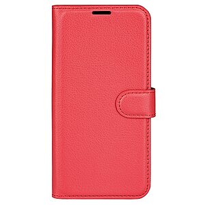 Θήκη Vivo Y22S / Υ35 OEM Litchi Skin  Leather με βάση στήριξης, υποδοχές καρτών και μαγνητικό κούμπωμα κόκκινο - Image 5