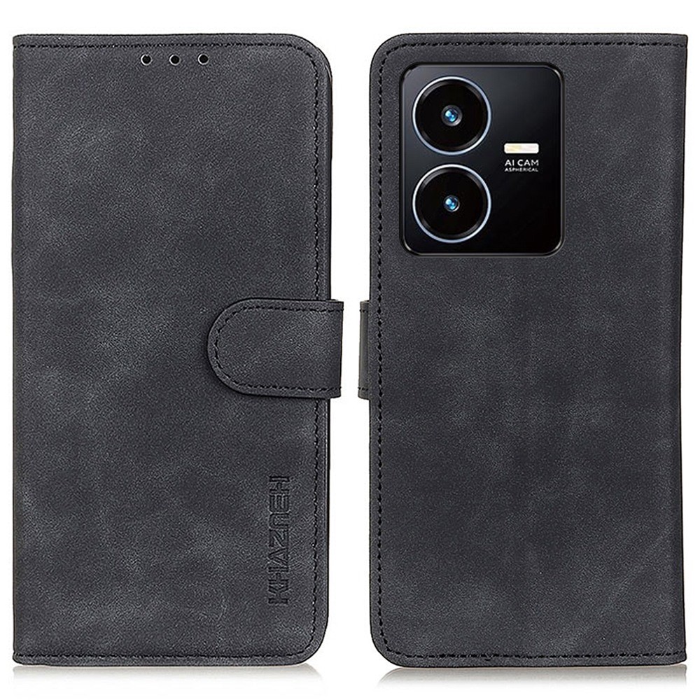 Θήκη Vivo Y22S / Υ35 KHAZNEH Litchi Skin Texture Leather με βάση στήριξης