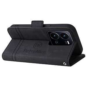 Θήκη Vivo Y22S / Υ35 BETOPNICE Leather Wallet Business Stitching Line με βάση στήριξης, υποδοχές καρτών και μαγνητικό κούμπωμα μαύρο - Image 4