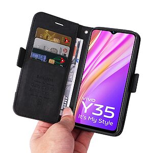 Θήκη Vivo Y22S / Υ35 BETOPNICE Leather Wallet Business Stitching Line με βάση στήριξης, υποδοχές καρτών και μαγνητικό κούμπωμα μαύρο - Image 5