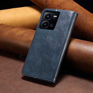 Θήκη Vivo Y22S / Υ35 Mad Mask Folio Series v2 με βάση στήριξης, υποδοχή καρτών και μαγνητικό κούμπωμα Flip Wallet από συνθετικό δέρμα και TPU μπλε - Image 5