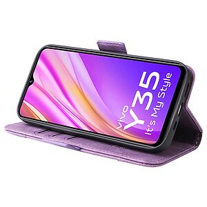 Θήκη Vivo Y22S / Υ35 BETOPNICE Leather Wallet Business Stitching Line με βάση στήριξης, υποδοχές καρτών και μαγνητικό κούμπωμα μωβ - Image 3