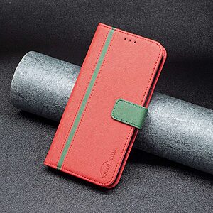 Θήκη Xiaomi 12T 5G / 12T Pro 5G BINFEN COLOR Leather Wallet Double Stitching Lines v3 με βάση στήριξης, υποδοχές καρτών και μαγνητικό κούμπωμα κόκκινο - Image 4