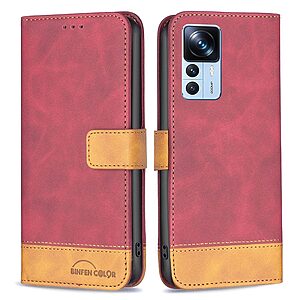 Θήκη Xiaomi 12T / 12T Pro BINFEN COLOR Leather Wallet Double Stitching Lines v2 με βάση στήριξης