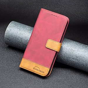 Θήκη Xiaomi 12T 5G / 12T Pro 5G BINFEN COLOR Leather Wallet Double Stitching Lines v2 με βάση στήριξης, υποδοχές καρτών και μαγνητικό κούμπωμα κόκκινο - Image 5