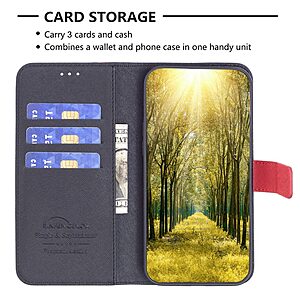 Θήκη Xiaomi 12T 5G / 12T Pro 5G BINFEN COLOR Leather Wallet Double Stitching Lines v3 με βάση στήριξης, υποδοχές καρτών και μαγνητικό κούμπωμα μαύρο - Image 3