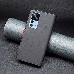 Θήκη Xiaomi 12T 5G / 12T Pro 5G BINFEN COLOR Leather Wallet Double Stitching Lines v3 με βάση στήριξης, υποδοχές καρτών και μαγνητικό κούμπωμα μαύρο - Image 5