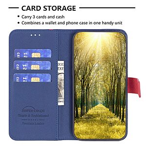 Θήκη Xiaomi 12T 5G / 12T Pro 5G BINFEN COLOR Leather Wallet Double Stitching Lines v3 με βάση στήριξης, υποδοχές καρτών και μαγνητικό κούμπωμα μπλε - Image 3