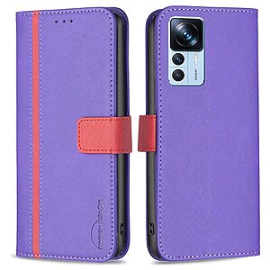 Θήκη Xiaomi 12T / 12T Pro BINFEN COLOR Leather Wallet Double Stitching Lines v3 με βάση στήριξης