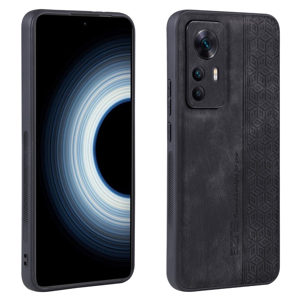 Θήκη Xiaomi 12T / 12T Pro AZNS Imprinted Series Πλάτη με ανάγλυφη επιφάνεια από συνθετικό δέρμα και TPU μαύρο