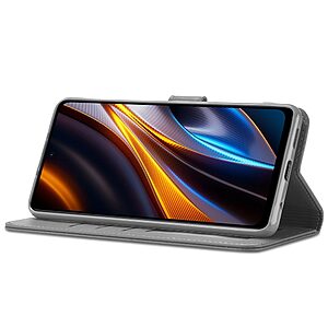 Θήκη Xiaomi Poco M5 LC.IMEEKE PU Leather Series με βάση στήριξης, υποδοχές καρτών και μαγνητικό κούμπωμα γκρι - Image 3