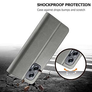 Θήκη Xiaomi Poco M5 LC.IMEEKE PU Leather Series με βάση στήριξης, υποδοχές καρτών και μαγνητικό κούμπωμα γκρι - Image 5