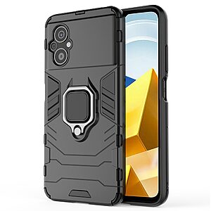 Θήκη Xiaomi Poco M5 Mad Mask Πλάτη Thin Armor με Μαγνητικό δαχτυλίδι και Βάση στήριξης TPU μαύρο