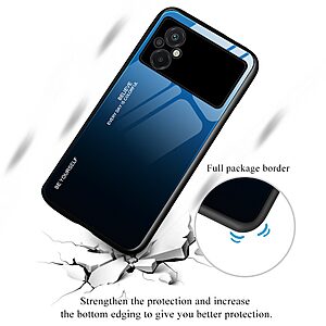 Θήκη Xiaomi Poco M5 OEM Gradient Color Laser Carving Tempered Glass Πλάτη TPU μαύρο / μπλε - Image 4