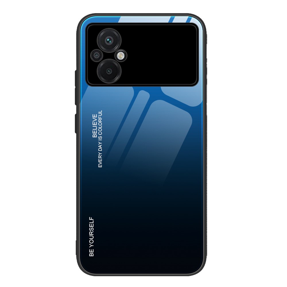 Θήκη Xiaomi Poco M5 OEM Gradient Color Laser Carving Tempered Glass Πλάτη TPU μαύρο / μπλε Θήκη Xiaomi Poco M5 OEM Gradient Color Laser Carving Tempered Glass Πλάτη TPU μαύρο / μπλε
