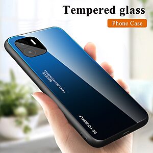 Θήκη Xiaomi Redmi A1 / A2 OEM Gradient Color Laser Carving Tempered Glass Πλάτη TPU μαύρο / μπλε - Image 3