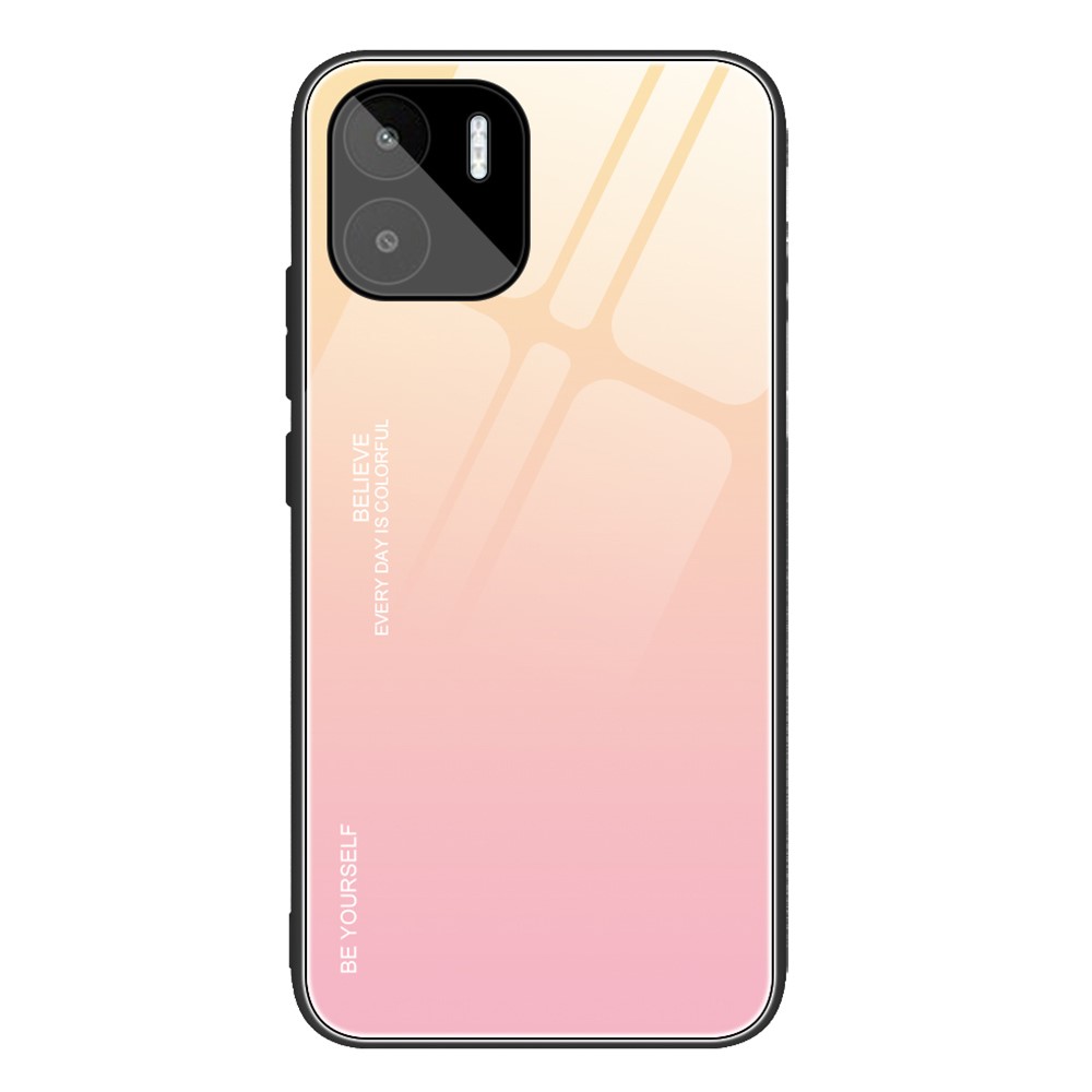 Θήκη Xiaomi Redmi A1 OEM Gradient Color Laser Carving Tempered Glass Πλάτη TPU ροζ χρυσό