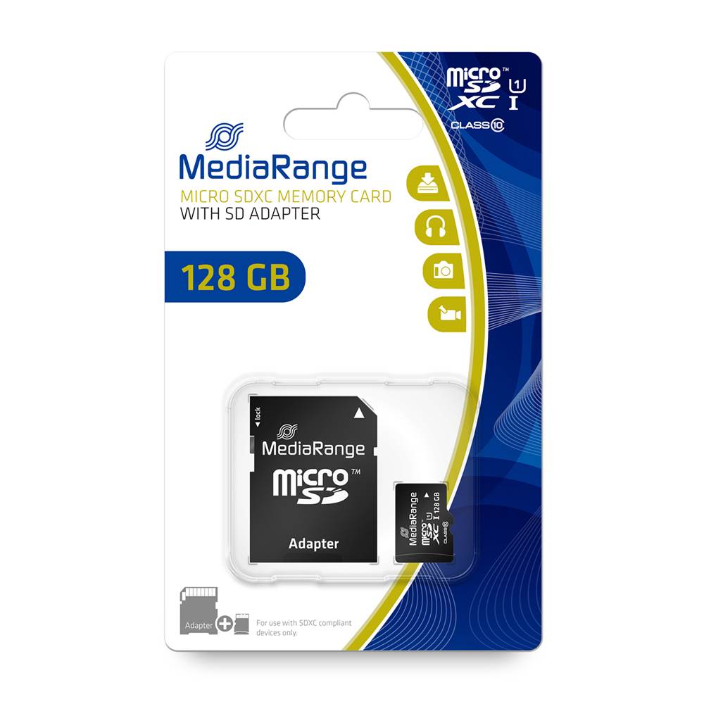 Κάρτα Μνήμης MediaRange Micro SDXCI Class 10 UHS-1 With SD Adaptor 128 GB (eXtended Capacity)