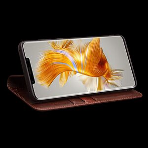 Θήκη Huawei Mate 50 Pro QIALINO book με μαγνητικό κούμπωμα από Premium αυθεντικό δέρμα Genuine Cowhide καφέ - Image 4