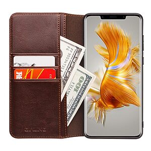 Θήκη Huawei Mate 50 Pro QIALINO book με μαγνητικό κούμπωμα από Premium αυθεντικό δέρμα Genuine Cowhide καφέ - Image 5