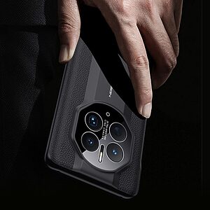 Θήκη Huawei Mate 50 Pro Mad Mask Leather Texture Series Πλάτη Shock-Proof από αυθεντικό δέρμα και TPU λευκό - Image 3