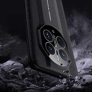 Θήκη Huawei Mate 50 Pro Mad Mask Leather Texture Series Πλάτη Shock-Proof από αυθεντικό δέρμα και TPU λευκό - Image 5