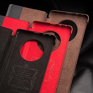 Θήκη Huawei Mate 50 Pro QIALINO Flip Window από Premium αυθεντικό δέρμα Genuine Cowhide μαύρο - Image 5