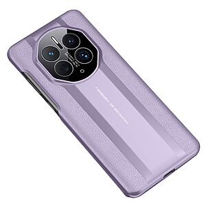 Θήκη Huawei Mate 50 Pro Mad Mask Leather Texture Series Πλάτη Shock-Proof από αυθεντικό δέρμα και TPU μωβ