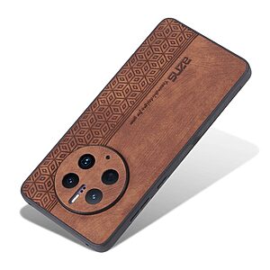 Θήκη Huawei Mate 50 Pro AZNS Imprinted Series Πλάτη με ανάγλυφη επιφάνεια από συνθετικό δέρμα και TPU καφέ - Image 3
