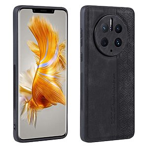 Θήκη Huawei Mate 50 Pro AZNS Imprinted Series Πλάτη με ανάγλυφη επιφάνεια από συνθετικό δέρμα και TPU μαύρο