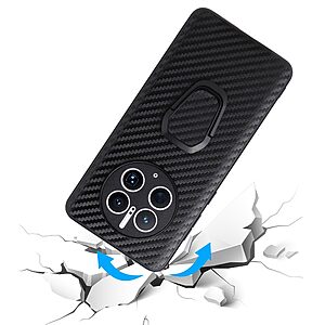 Θήκη Huawei Mate 50 Pro IMAK Leather Coated Series με σχέδιο carbon fiber ενισχυμένες γωνίες kickstand και βάση στήριξης από Premium ανθεκτικό TPU μαύρο - Image 4