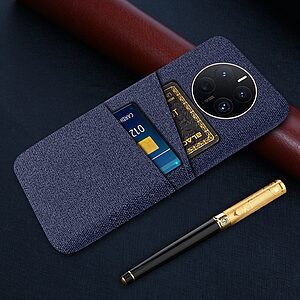 Θήκη Huawei Mate 50 Pro OEM Πλάτη υφασμάτινη με υποδοχές καρτών και αντικραδασμικό Premium TPU μπλε - Image 5