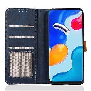 Θήκη Huawei Nova 10 SE Mad Mask Leather Wallet Strong Golden Clasp με βάση στήριξης, υποδοχές καρτών και μαγνητικό κούμπωμα μπλε σκούρο - Image 3
