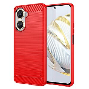 Θήκη Huawei Nova 10 SE MOFI Brushed V2 TPU Carbon Πλάτη κόκκινο ανοιχτό