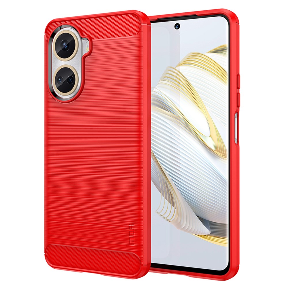Θήκη Huawei Nova 10 SE MOFI Brushed V2 TPU Carbon Πλάτη κόκκινο ανοιχτό