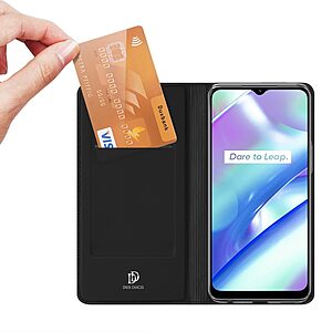 υποδοχή καρτών και μαγνητικό κούμπωμα Flip Wallet από συνθετικό δέρμα και TPU μαύρο