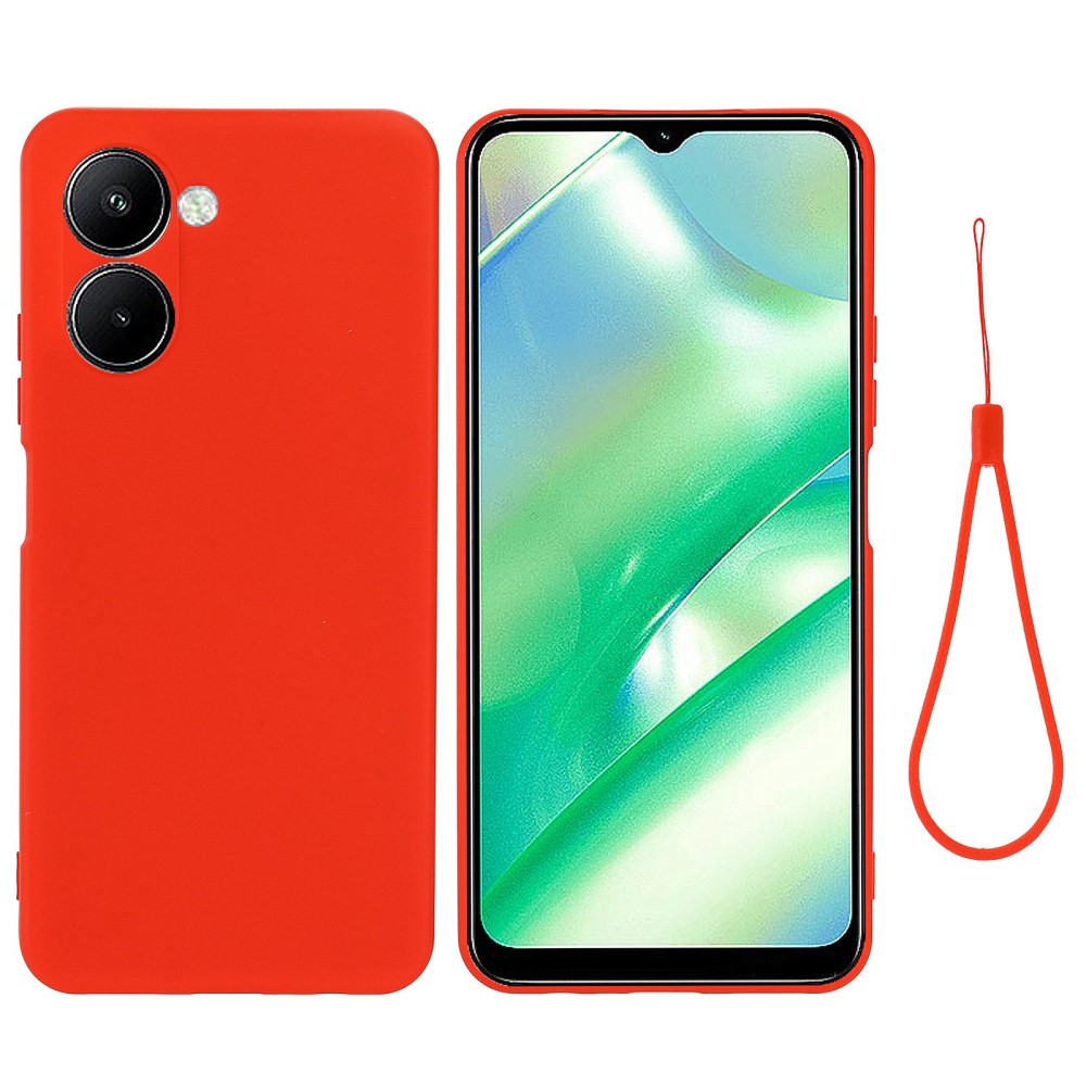 Θήκη Realme C33 OEM Soft Liquid Silicone Πλάτη σιλικόνης με κορδόνι κόκκινο