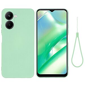 Θήκη Realme C33 OEM Soft Liquid Silicone Πλάτη σιλικόνης με κορδόνι πράσινο