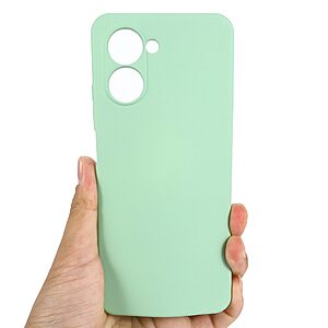 Θήκη Realme C33 OEM Soft Liquid Silicone Πλάτη σιλικόνης με κορδόνι πράσινο - Image 4