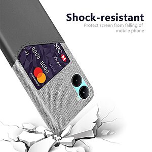 Θήκη Realme C33 OEM Πλάτη υφασμάτινη με υποδοχές καρτών και αντικραδασμικό Premium TPU γκρι - Image 3