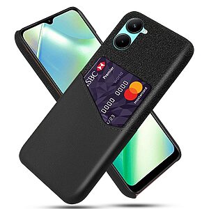 Θήκη Realme C33 OEM Πλάτη υφασμάτινη με υποδοχές καρτών και αντικραδασμικό Premium TPU μαύρο