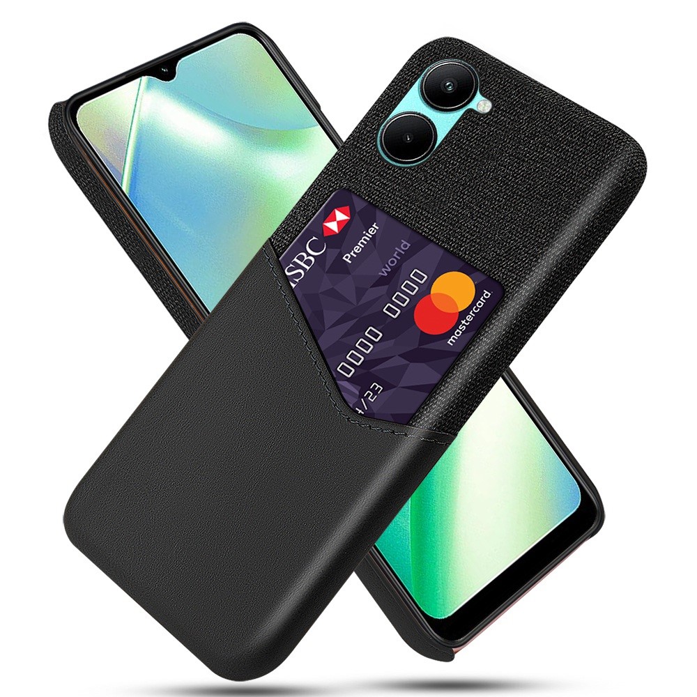 Θήκη Realme C33 OEM Πλάτη υφασμάτινη με υποδοχές καρτών και αντικραδασμικό Premium TPU μαύρο